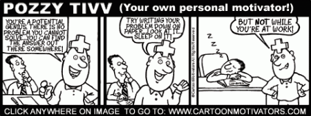 Sleep on it cartoon strip.